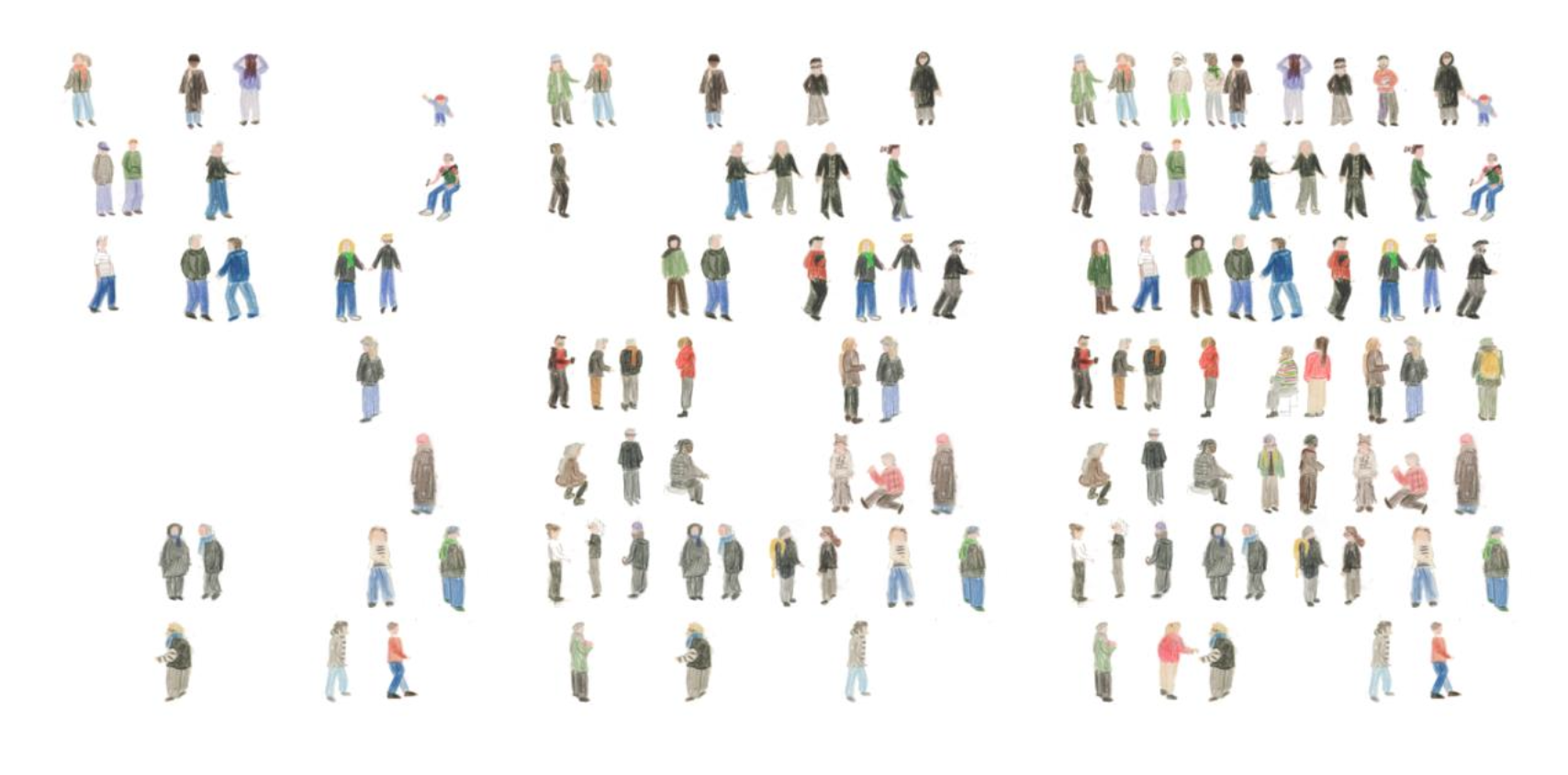 Illustration mit vielen kleinen Menschen