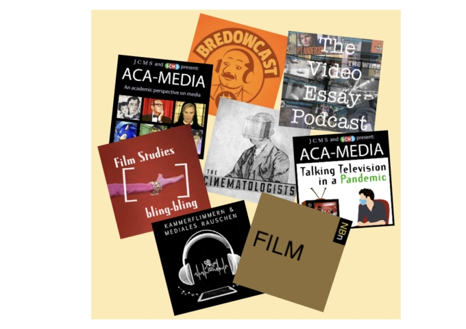 Logos von Podcasts aus der Medien- und Filmwissenschaft