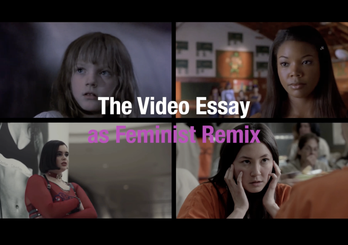 Bildschirmaufnahme des Titelbides eines Videoessays mit 4 Bildschiraufnamhen von Serien, die weibliche Schauspielerinnen zeigen und dem Titel des Videoessays in weißer und pinker Schrift