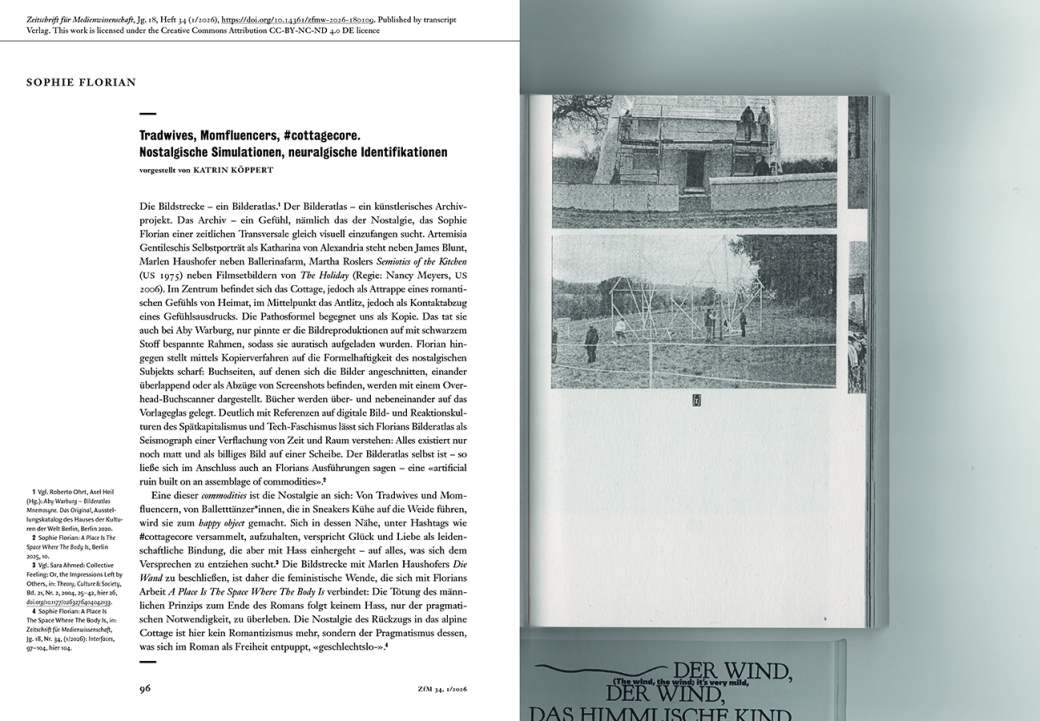 Eingescannte Buchseiten, übereinander arrangiert, aus Sophie Florian: „A Place is the Space where the Body is“, 2025. 