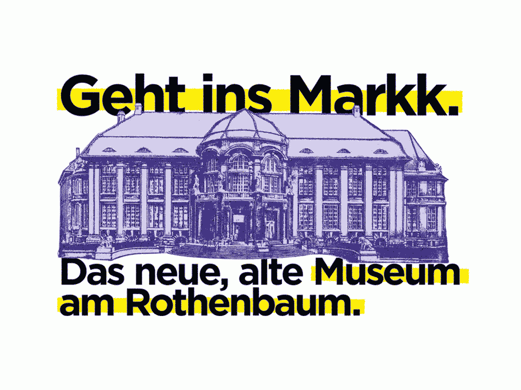 Markk Poster mit Slogan und Illustrration des Gebäudes