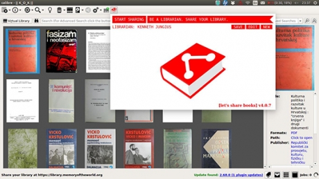 Screenshot of Let's Share Books sharing the collection of digitised (Post-)Yugoslav social theory and history on the open internet through the Memory of the World website (http://kok.memoryoftheworld.)